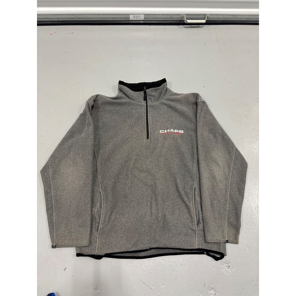 Chaps Ralph Lauren Mens Gray Quarter Zip Fleece Pullover Sweater Large L